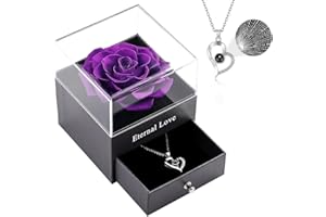 Vanleonet Preserved Real Rose with Heart Necklace, Rose Gifts for Mom/Women/Girlfriend/Wife/Her/Best Friend/Valentine’s Day/Birthday/Anniversary/Thanksgiving/Christmas
