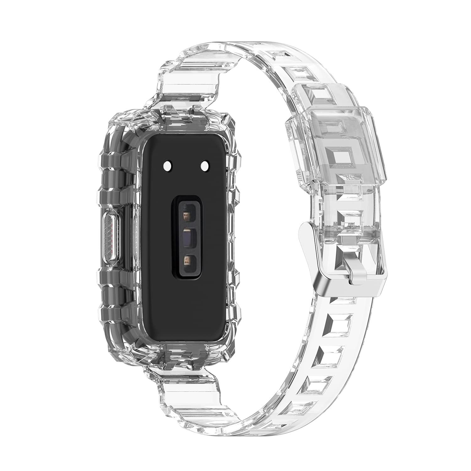 INF Transparent TPU Watch Case Strap for Band 7/6/6 Pro, Compatible with Huawei Band 7/6/6 Pro and Honor 7/6, Full Protection with Precise Cutouts for Buttons & Ports, Comfortable Wearing