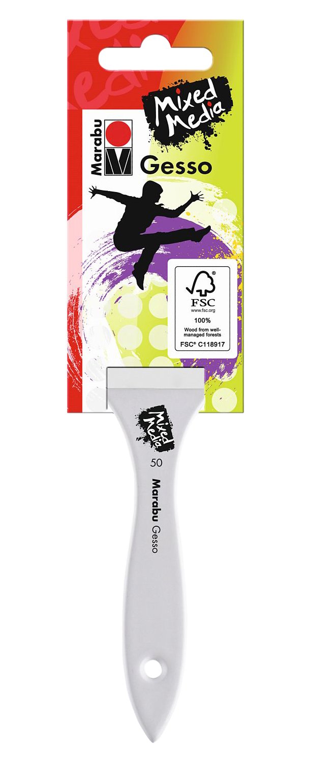 Marabu Gesso 019700000202 Synthetic Hair Brush, Ideal for Foundations, Wide Brush, Size 50