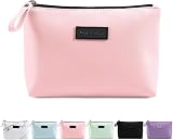 Maange Small Travel Cosmetic Bag Pink Waterproof PU Leather Portable Pouch