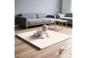 47 x 47 Play Mat Baby Foam 1.2Inch Thick, Waterproof Padded Playmat for Toddlers, Non-Toxic Soft Crawling Mat Kids, Washable 