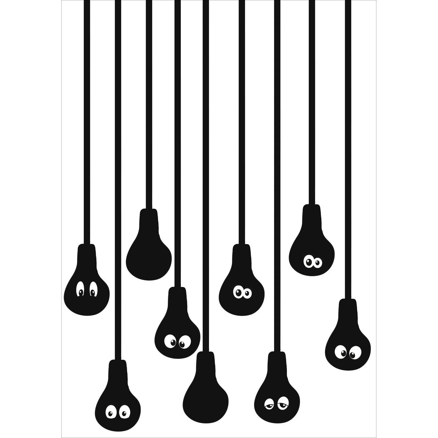 PLAGE 152795 Decorative Vinyl Wall Sticker Lichtbirnen 68 x 0.1 x 18 cm Black