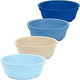 Re-Play 12 oz. Toddler Bowls Set of 4 - Kids Deep-Walled, Durable & Reusable Snack and Meal Bowls, Dishwasher & Microwave Safe, BPA-Free, Made in USA from Recycled Plastic, Cool Blues