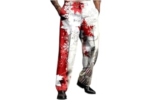 Christmas Dress Pants for Men Flat Front Festive Holiday Trousers Ugly Xmas Funny Reindeer Snowflake Print Suit Pants
