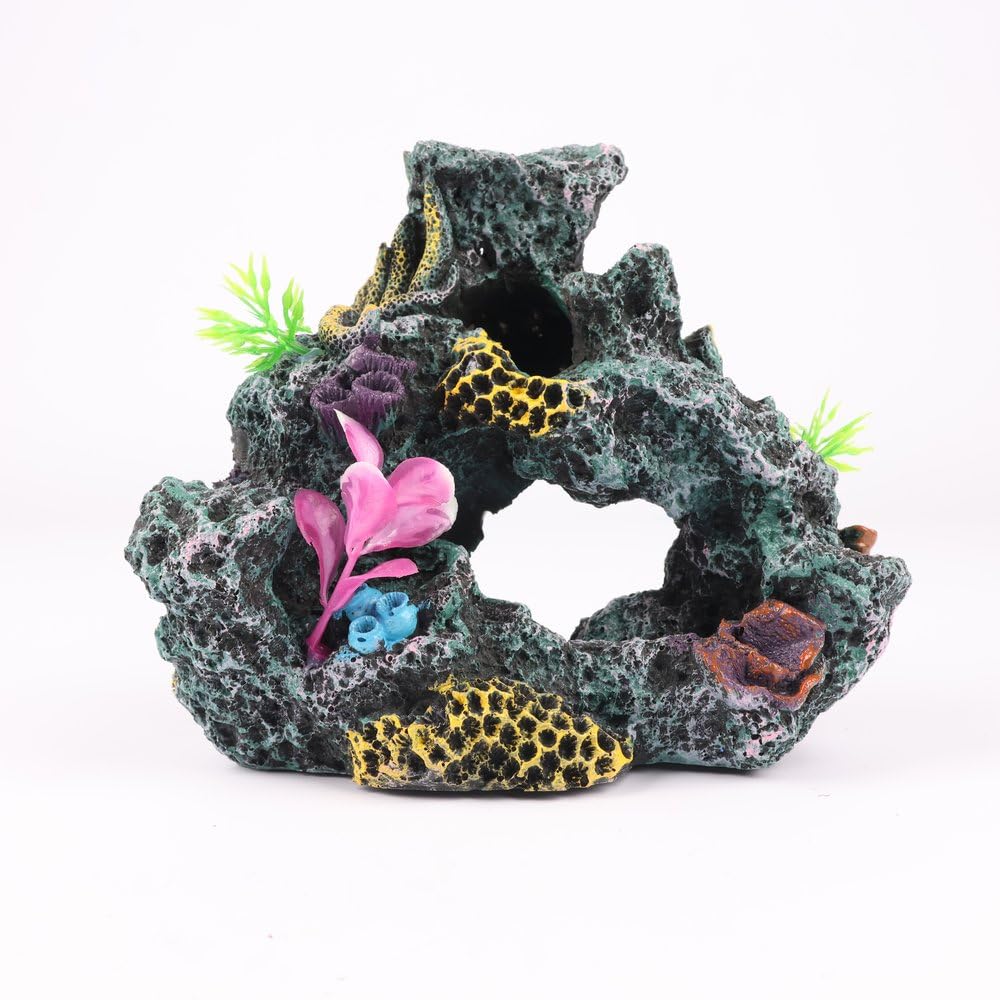 Atlantis Aquarium Rock Cave Decoration | Multi-Color Artificial Rock Formation with Holes | Safe Resin Decor for Fish Tanks | Enhances Aquatic Environment | Easy to Clean and Maintain (Rock Cave)