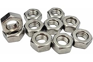 TOM'S WORLD M10-1.5 Hex Nut Assortment Set Stainless Steel 304(18-8) Metric Hexagon Nut for Bolts 10Pcs (M10)