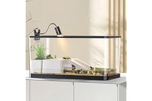 TUHAOKING (Tank + Light + Filter Balls) Turtle Tank Kit, Turtle Tank Starter Kit,Bottom Drainage, Multi-Function Areas for Turtles, Crabs,Fishes, Amphibians,Reptiles.(11.81 × 7.88 × 7.88 Inch)