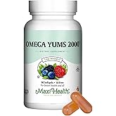 Maxi Health Fish Oil 2000mg - Omega 3 Supplement for Adults and Kids - Fruity Burst - Omega-3 Fish Oil Source of EPA/DHA Fatty Acids - Heart, Brain, Joint Health - Kosher Certified - 100 Softgels