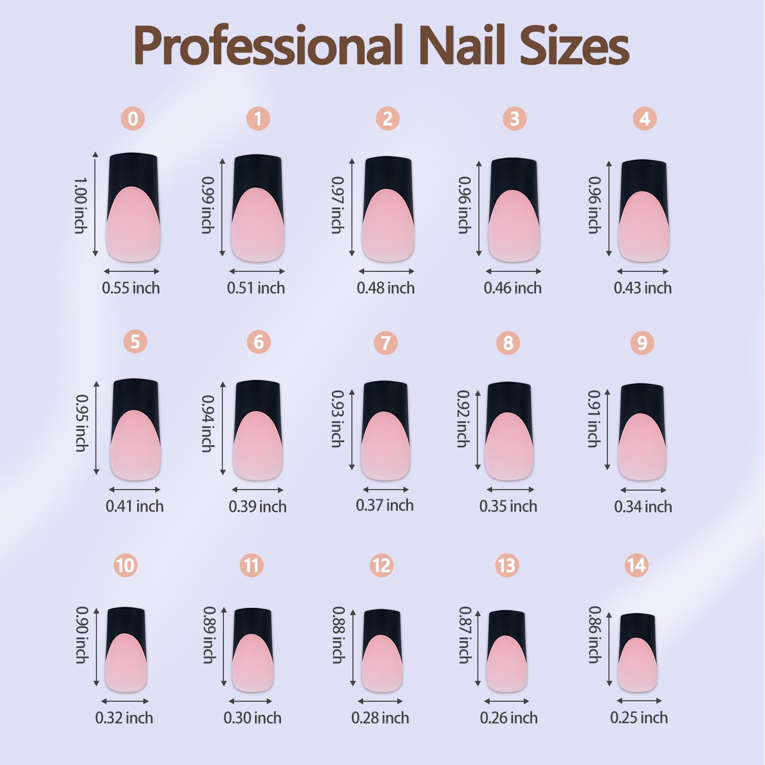 Misssix Black French Gel Nail Tips, 240Pcs French Tip Press on Nails Long Square, No Need to File 3 in 1 Tips Pre-lasting, Fake Nails for Nail Art DIY 15 Sizes - Image 6