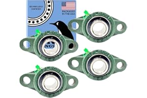 PGN BEARINGS PGN UCFL205-16 Pillow Block Bearing - Pack of 4 Flange Mounted Pillow Block Bearings - Chrome Steel Bearings with 1" Bore - Self Alignment