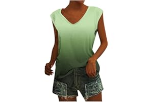 SHUSUEN Womens Summer Sleeveless Tank Tops Print V Neck Loose Fit Tunic Blouse Vintage Tshirt Casual 2023 Tee Shirts