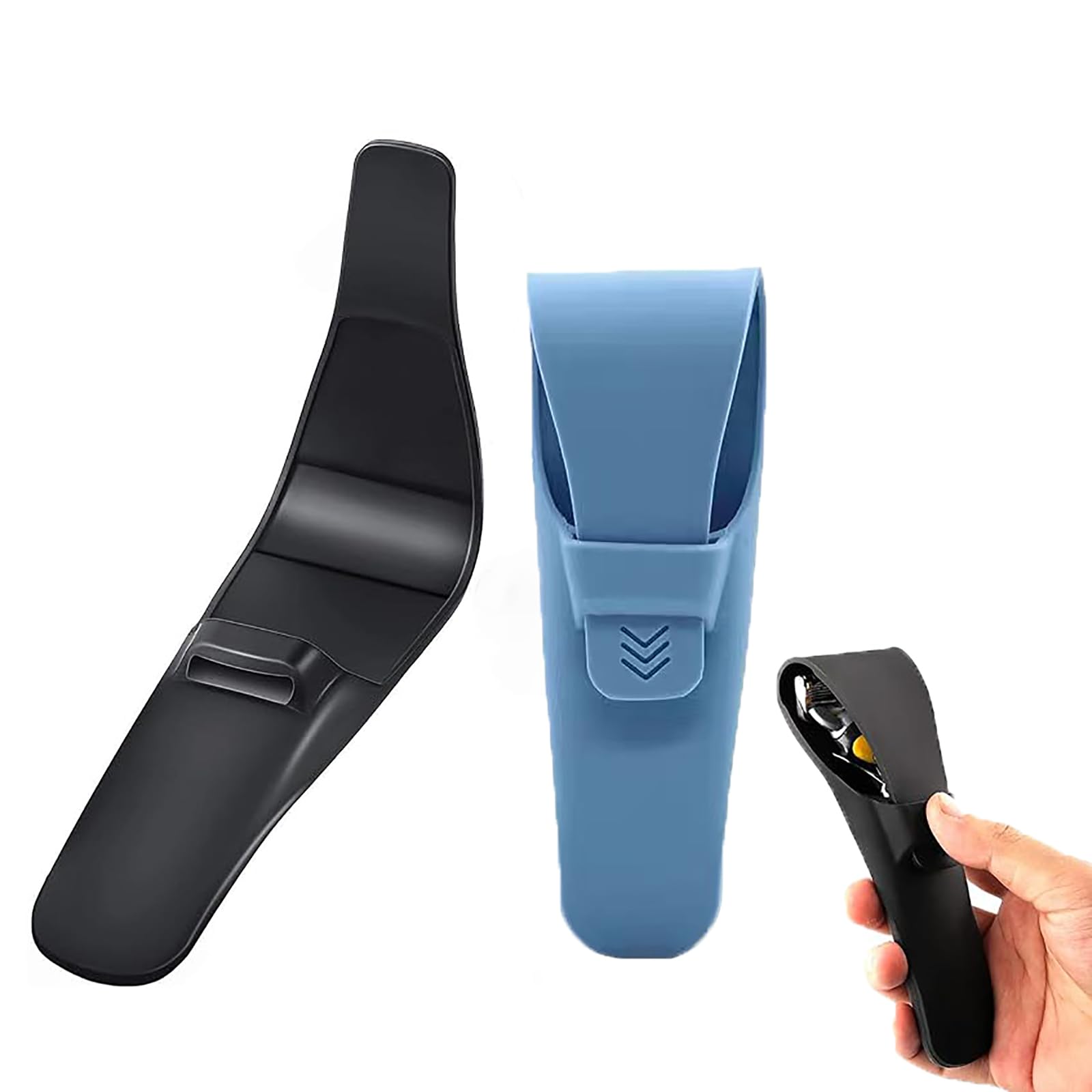 ZBJBinCH 2 Pack Silicone Razor Case, Manual Razor Protector Case for Travel, Safety Razor Cover Compatible with Gillette Parker Merkur (Blue + Black)