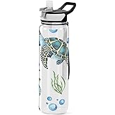 senya Watercolor Sea Turtles Sport Water Bottle with Straw Tritan Clear Bottle for Outdoor Gym Travel