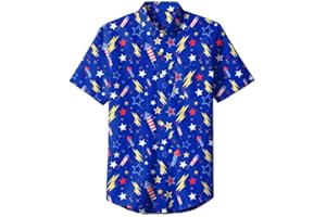 Arvilhill Men's American Flag Shirt 4th of July Short Sleeve Button Up Shirt
