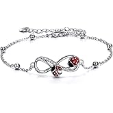 POPLYKE Ladybug/Dragonfly/Bee/Paw Bracelet for Women Sterling SIlver Bracelet/Anklet Jewelry Gift for Women