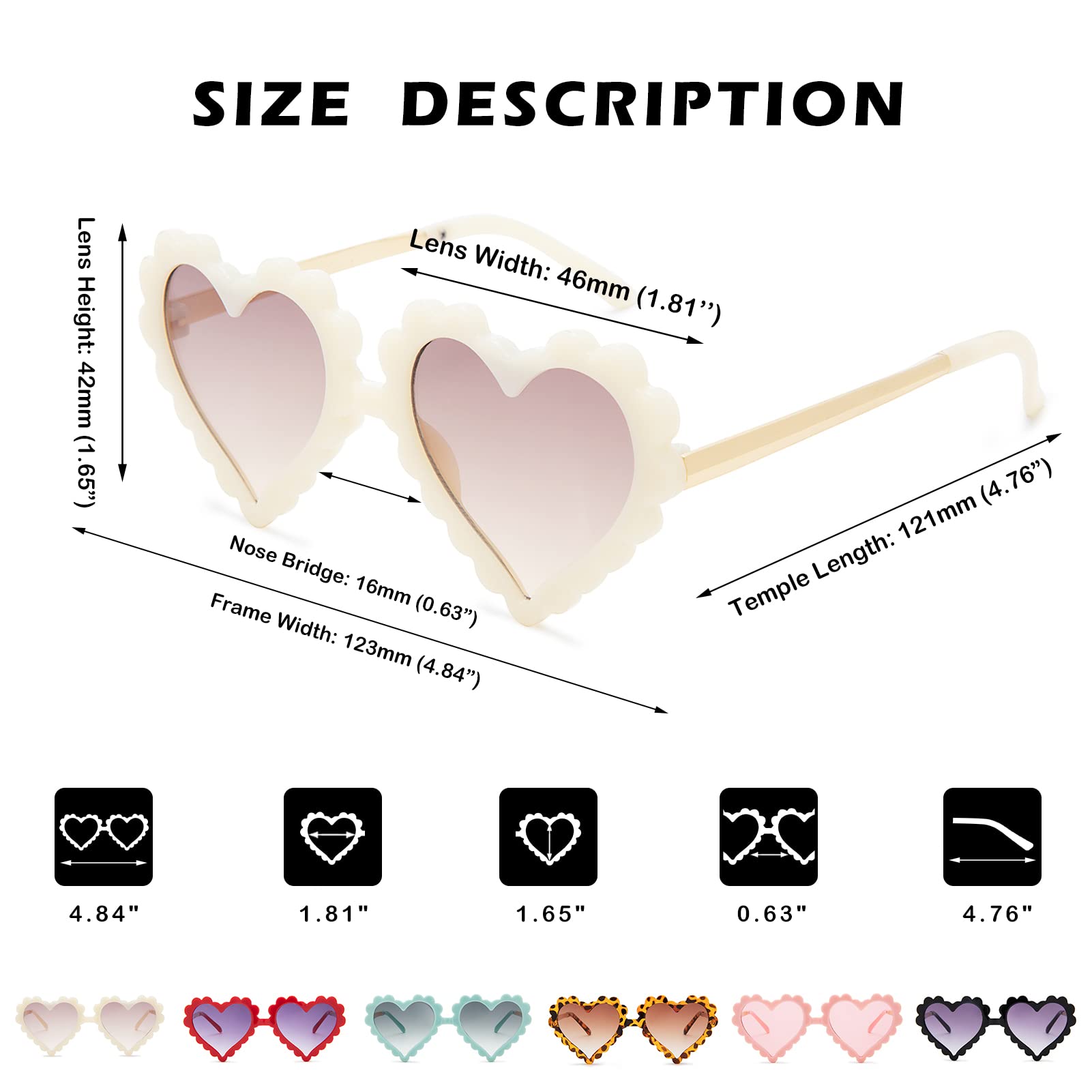 COASION Kids Heart Girls Sunglasses UV 400 Protection for Toddler Party Beach Shades Age 3-10
