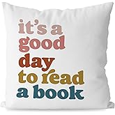 KEUSPI Reading Pillow Cover It's a Good Day to Read a Book Decor Reading Decor Throw Pillow Cover 18x18, Trendy Bookish Classroom Decor Pillow Cover for Book Lover Home Decor,Bookish Gifts