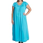 Shadowline womens Shadowline Women's Rosebud Cap Sleeve Long Nightgown