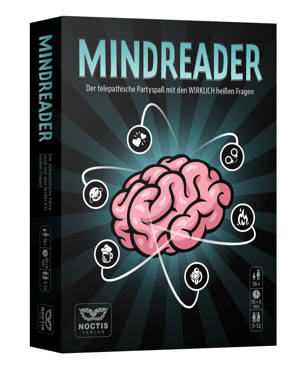 Noctis Verlag Mindreader - The Party Game for a Fun Game Evening with Friends - Card Game is Mandatory for Any Occasion - JGA Celebration - New Year's Eve - Funny Games Gift Men and Women