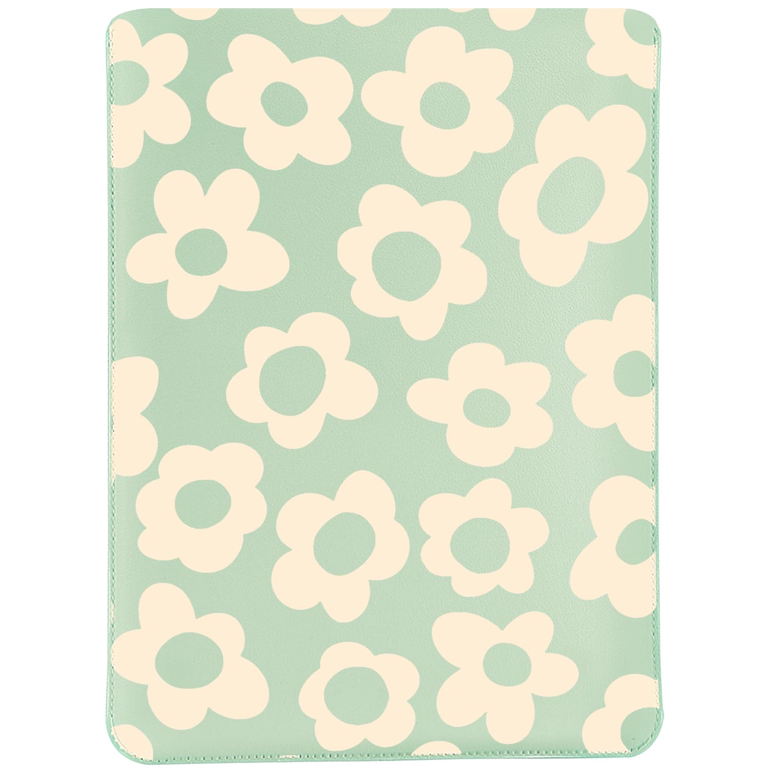 MAYCARI Slim Green Waterproof Laptop Sleeve Bag 15 Inch-15.4 Inch, Light Weight Fuax Leather Protective Laptop Sleeve Case, Aesthetic Flower Print 15 Inch-15.4 Inch Case for Girls Women Boys