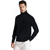 GreenMount Mens 100% Turtleneck Cashmere Sweater Vintage Pullover Long Sleeves Knit Plant Dyeing Warm Soft Black