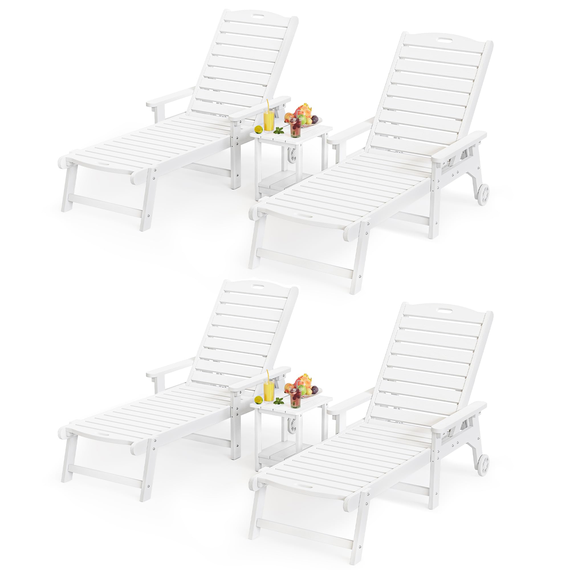 LUE BONA HDPS Chaise Lounge Chairs Set with