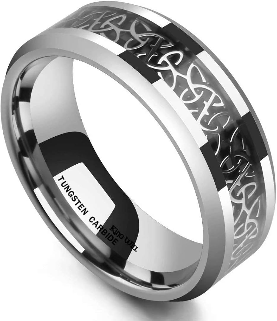King Will Classic 6mm/8mm Tungsten Carbide Ring Wedding Band for Men Inlay Celtic Knot Engagement Ring Comfort Fit 6 | 