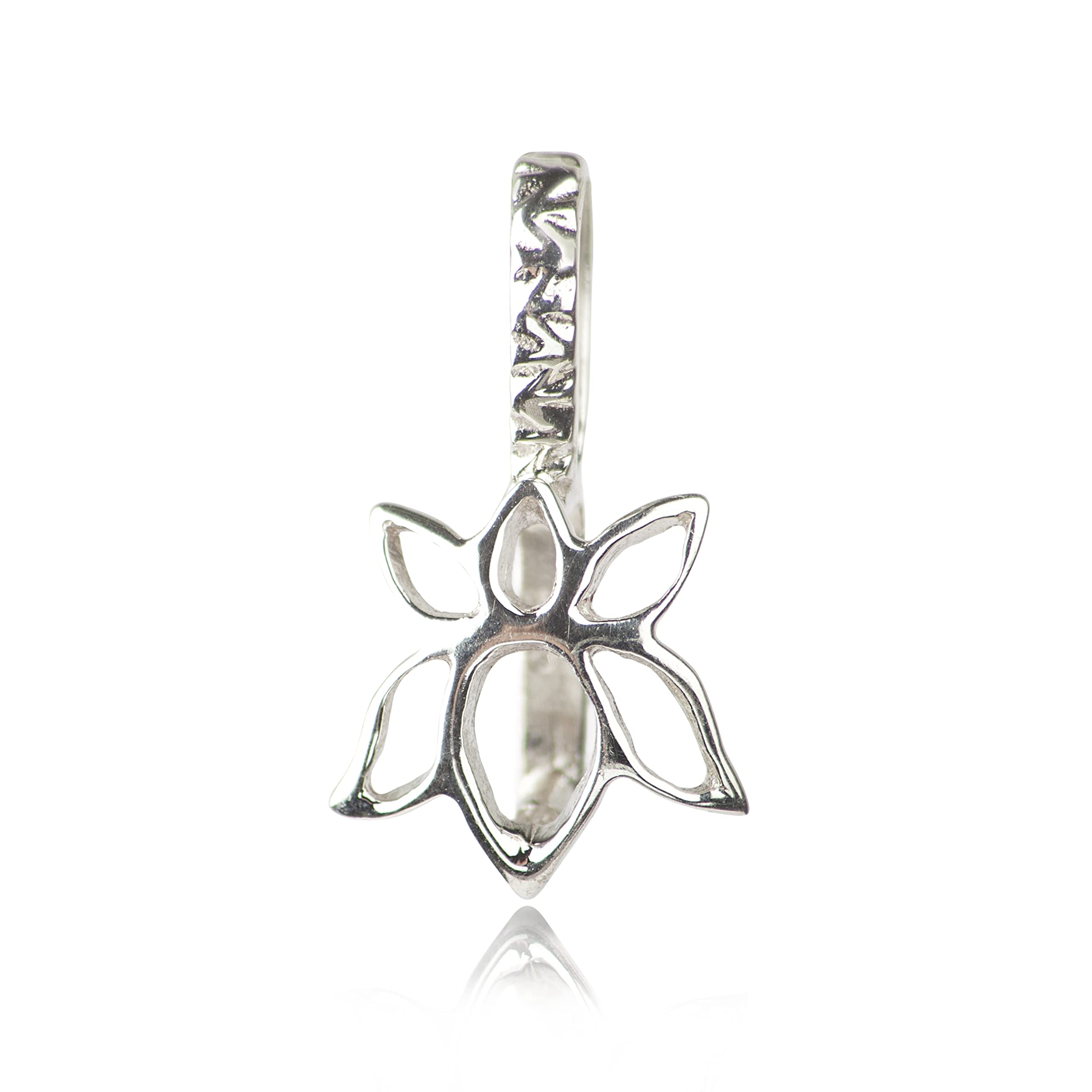 TJS 925 Sterling Silver Lotus Flower Pendant Pinch Bail, Lotus Flower Motif, 4mm, 1 Piece, Crafting & Jewellery Making