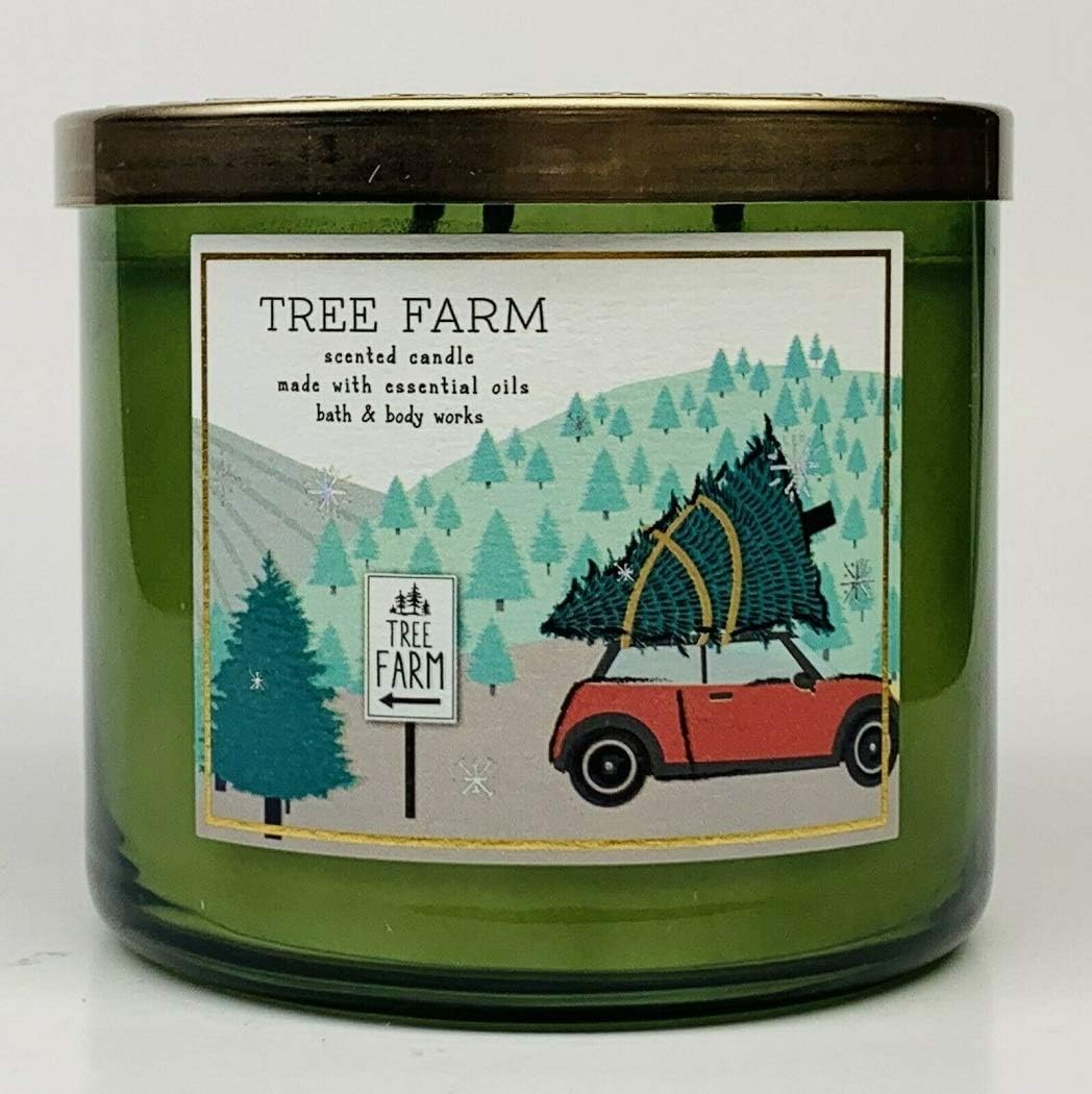 Amazon Com White Barn Bath Body Works 3 Wick Scented Candle In Tree Farm Red Car Design Home Kitchen