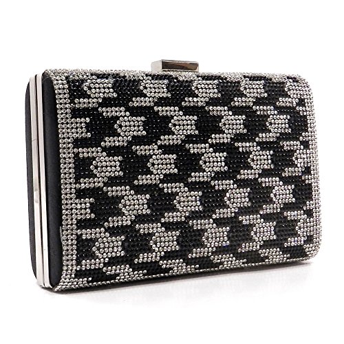 2Chique Boutique Women's Rhinestone Houndstooth Evening Bag