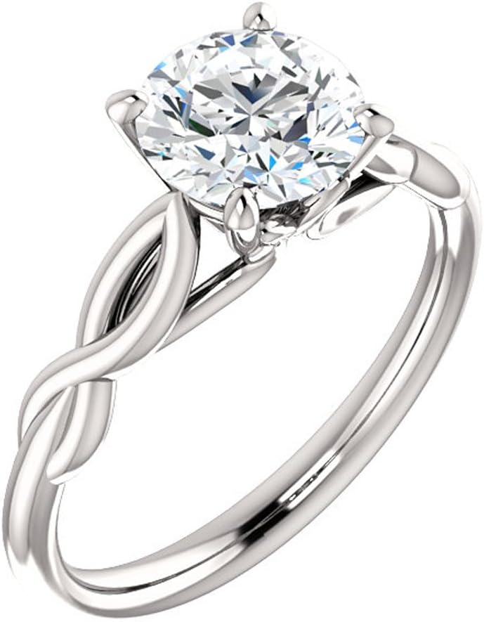 1 Carat Forever One Moissanite Near Colorless Infinity Style Solitaire Engagement Ring in 14k White or Yellow Gold