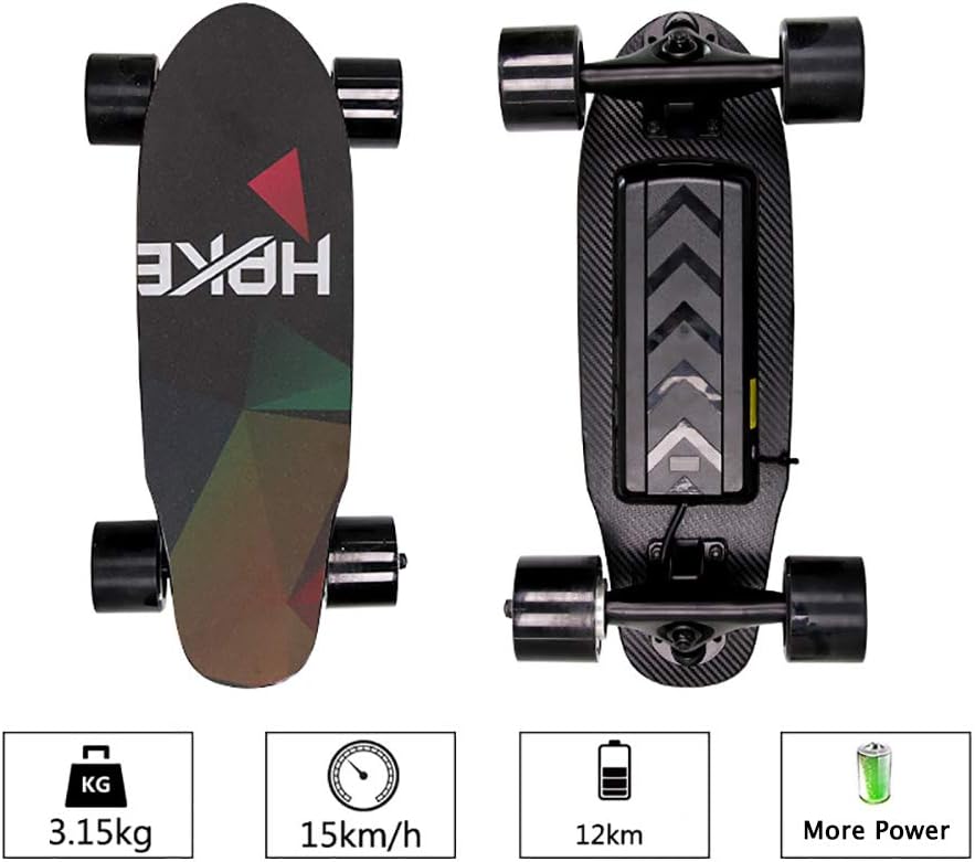 FATSW Electric Skateboard Longboard with Wireless Remote Control, 9.5 MPH Top Speed, 7.5 Miles Range Fiberglass Surface 7 Layers Maple Youth Adults for Street, All-Terrain