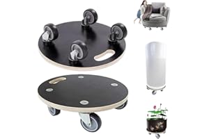 HBFBDRCT 15-Inch Round Wood Platform Dolly with TPR Silent 3" Wheel, 551-lb Load Capacity Heavy Duty Wood Furniture Dolly, Multifunctional Movers Carrier,Plant Dolly, One Pack