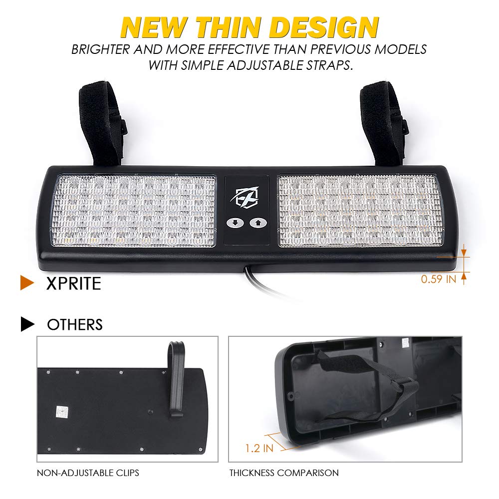 Xprite Red Blue 48LED Visor Strobe Flashing Lights Interior Windshield Sunshield Emergency Warning Lights for Police Volunteer Firefighter Vehicles Trucks