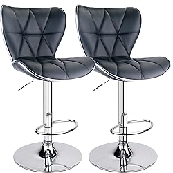 Leopard Shell Back Adjustable Swivel Bar Stools, PU