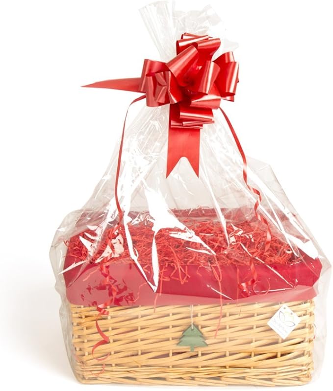 Your Gift Basket Christmas Willow Basket with Red Cotton