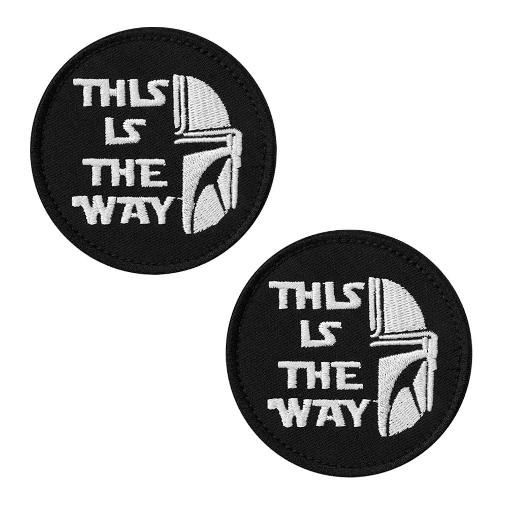 2 Pieces This is the Way Half Helmet Tactical Bounty Hunter Patch Funny Morale Military Emblem Embroidery Hook and Loop Patch for Jacket Backpacks Clothes Vest Uniforms — image 1