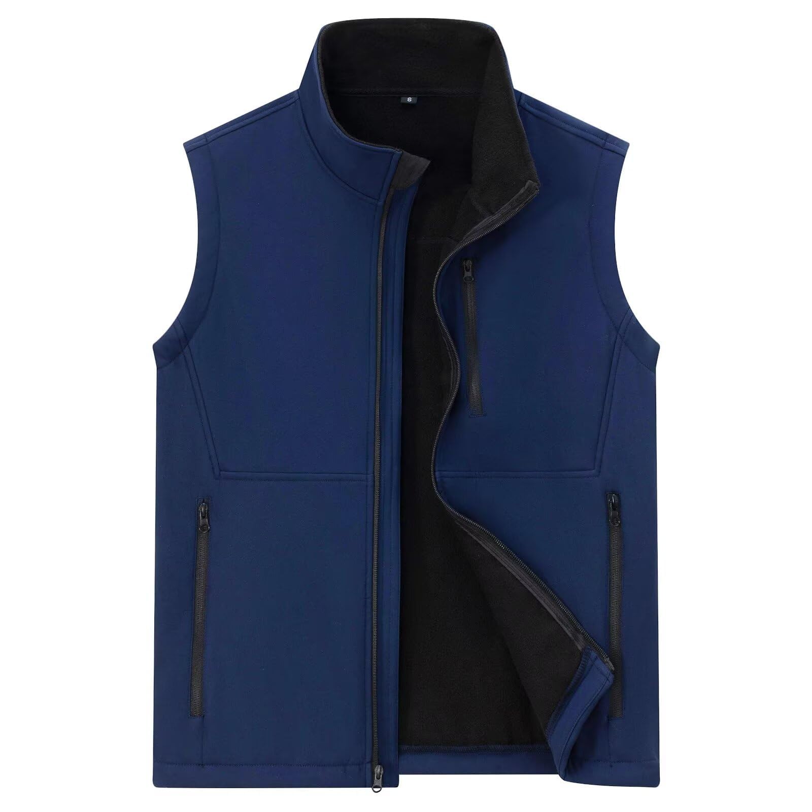 Photo 1 of AKuVoL Men's Lightweight Softshell Vest Outerwear Windproof Sleeveless Jacket for Golf Running Hiking Dark Blue L