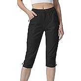 Kuenlun Top Women's Hiking Capri Lightweight Quick Dry Cargo Pants for Travel Outdoor UPF 50 Water Resistant with Zip Pockets