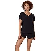 Hanes womens Pajamas Set, Originals Supersoft Sleepwear for Women, V-neck T-shirt & Sleep Shorts Loungewear Set