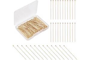 PH PandaHall 200pcs Head Pins, 40mm Ball Head Pins 24 K Gold Plated 304 Stainless Steel Jewelry Making Pins 0.7mm(21 Guage) Beading Pin for DIY Charm Earrings Braceles Necklaces Crafts Jewelry Making