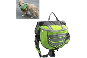 XIAOYU Dog Backpack, Adjustable Saddle Bag Harness Carrier, for Traveling Hiking Camping, Green, S