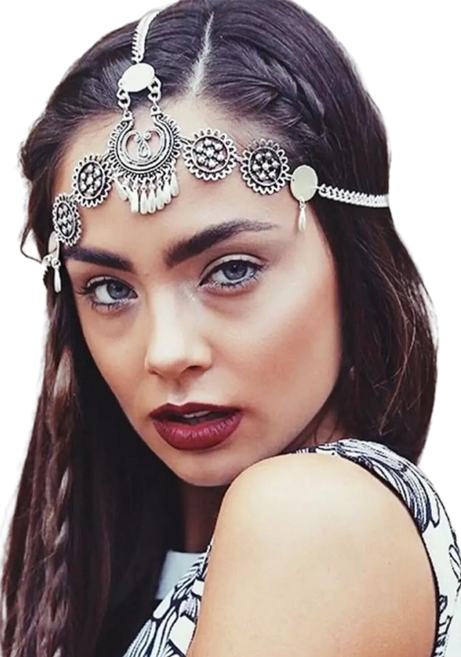 Silver Headband Rhinestone Headpiece Head Chain Fashion Hair Accessories Bohemia Headbands for Women and Girls HB000813