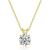 SUNFEEL 2CT Moissanite Necklace for Women Round Cut Moissanite Pendant 18K White/Yellow Gold Plated Sterling Silver Necklace D Color VVS1 Solitaire Pendant with 16+2 Inch Chain Jewelry for Mom/Wife