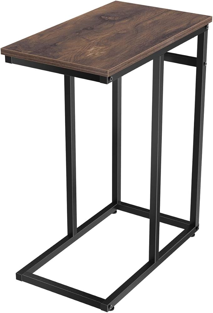 Homemaxs Sofa Side End Table C Table Small Snack Table Wood Finish Steel Construction Coffee Snack Tablet Amazon Co Uk Kitchen Home