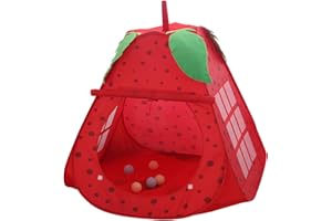 Kids Tent Indoor Strawberry Kids Play Tent with Door and Mesh Window Portable Play House for Boys and Girls Houses for Toddle