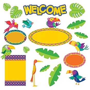 Eureka Back to School 'You Can Tucan' Tropical Birds Welcome Bulletin Board and Classroom Decorations, 21pc, 17'' W x 24'' H