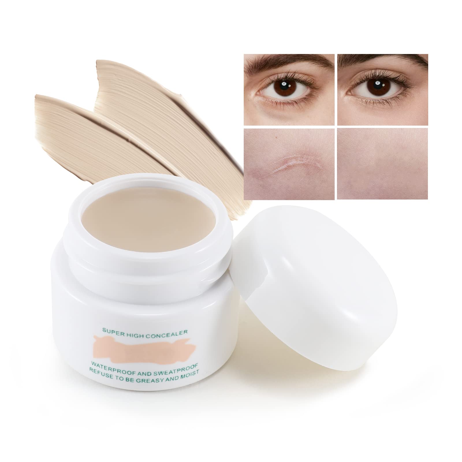 Boobeen Full Coverage Concealer Cream - Natural and Beige for Scars, Bruises, Dark Circles and All Skin Types