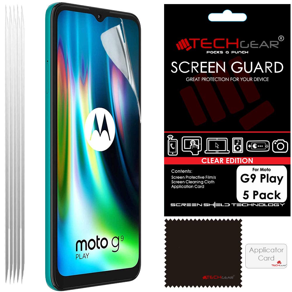 TECHGEAR [5 Pack] Screen Protectors Compatible for Motorola Moto G9 Play, CLEAR LCD Screen Protectors Cover Guards