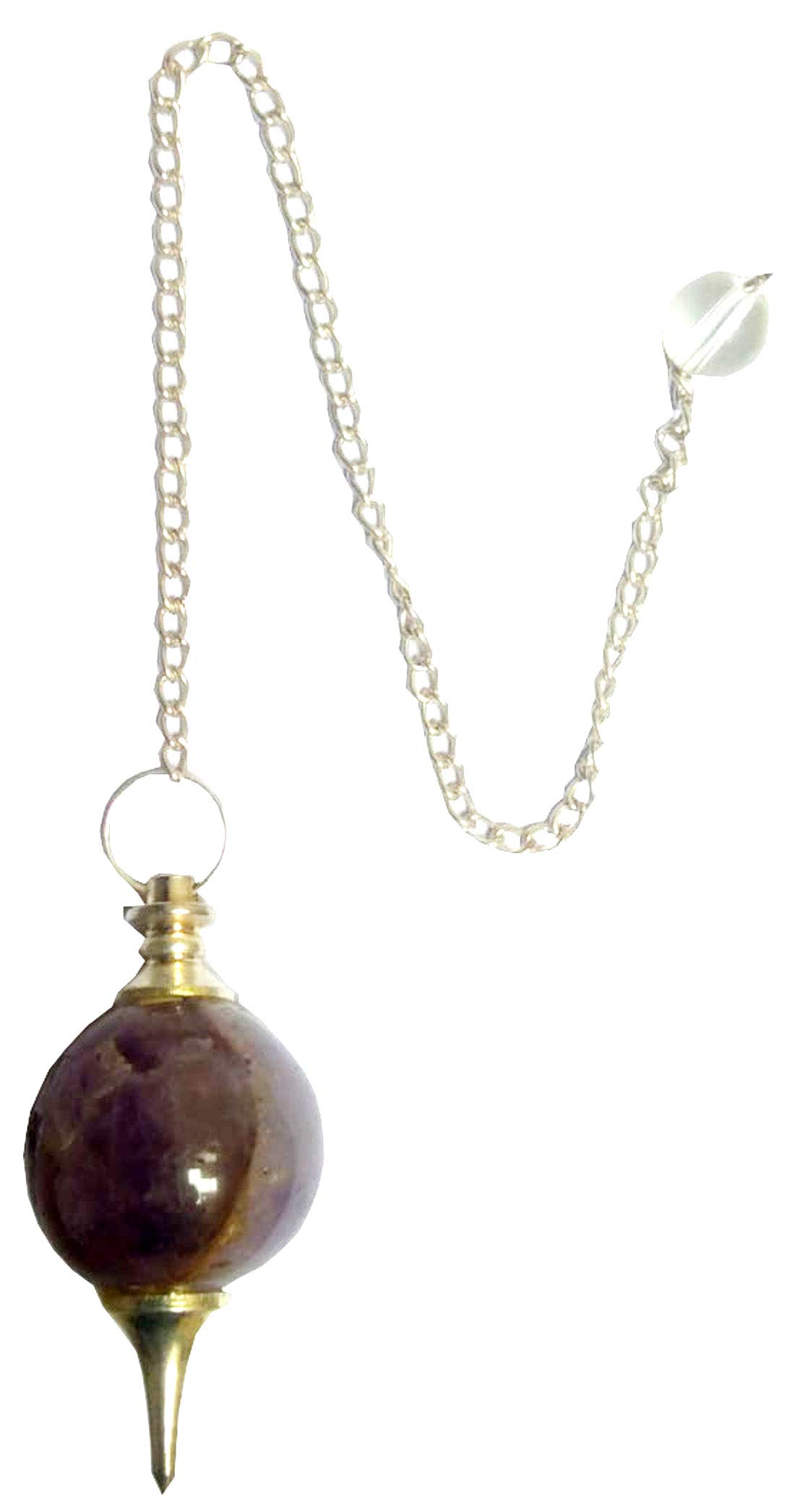 Purpledip Amethyst Ball Pendulum: Reiki Healing Dowsing Divination Crystal Stone (11925)